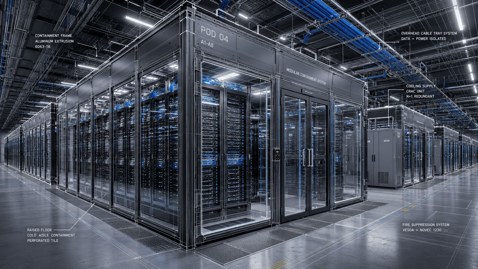 AI infrastructure support data center containment system